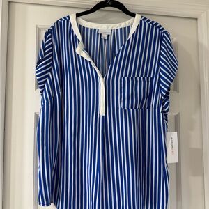 Liz Claiborne Blue and White Striped Blouse